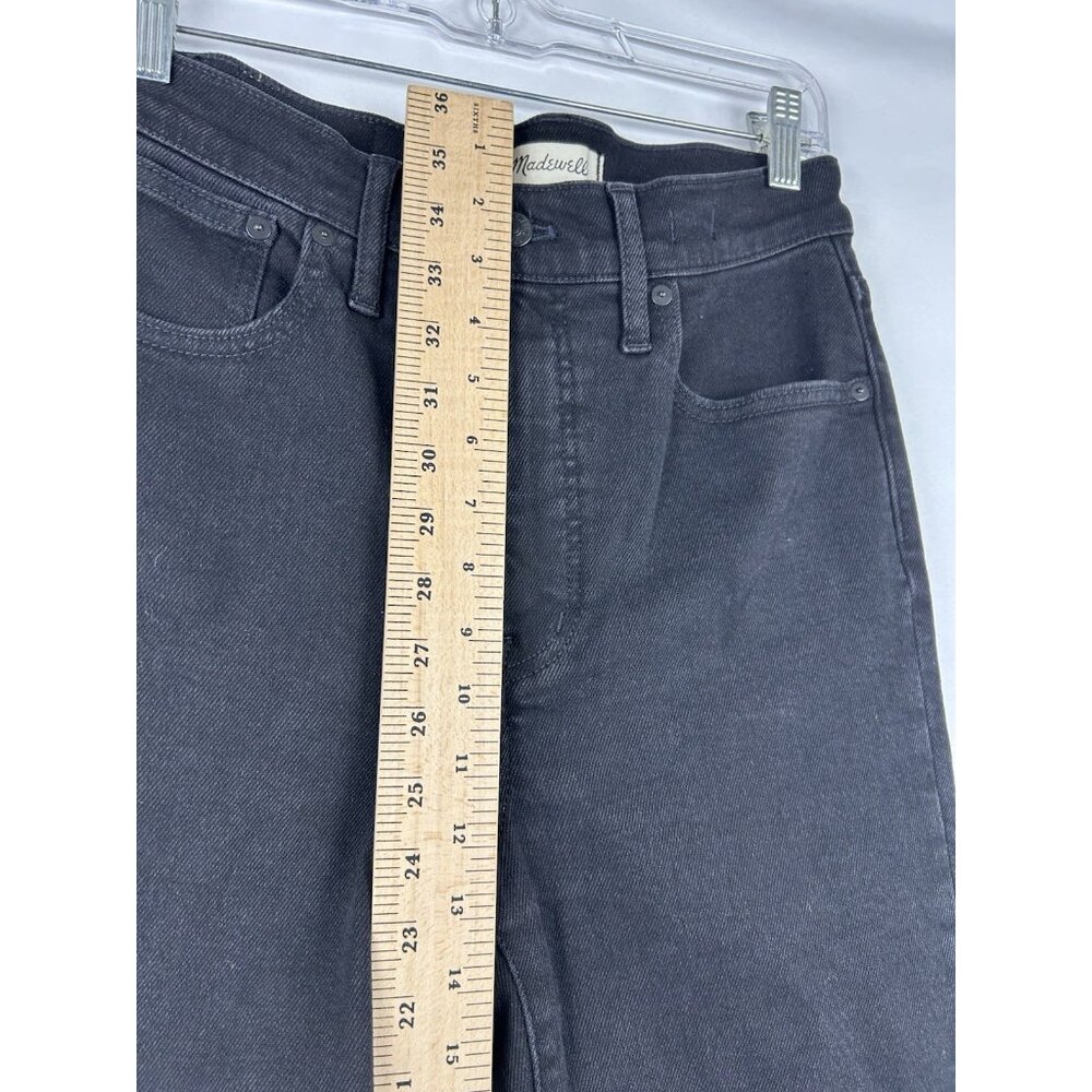 Madewell Womens Sz 28 Black Wash Cali Demi-Boot Jeans Raw Hem Stretch Denim Zip - Picture 6 of 16
